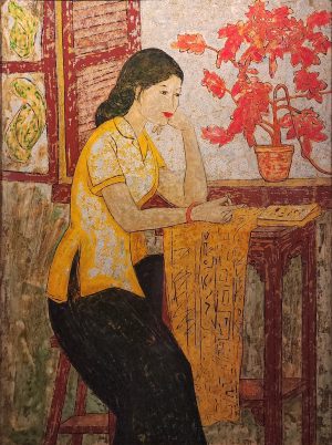 Thiếu nữ Hà Nội - Tranh Sơn Mài đẹp của Hoạ Sĩ Lê Khánh Hiếu