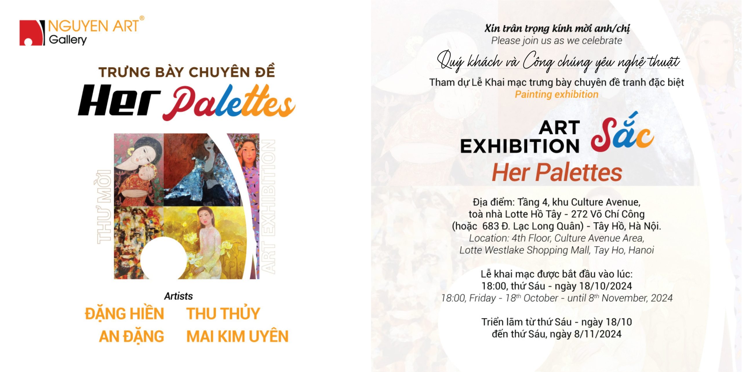 Nguyen Art Gallery giới thiệu trung Bày Chuyên Đề Nghệ Thuật Sắc Her Palettes